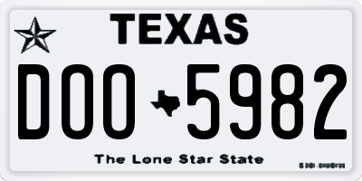 TX license plate DOO5982