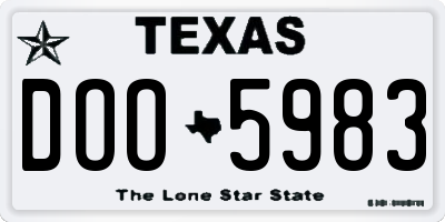 TX license plate DOO5983