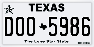 TX license plate DOO5986