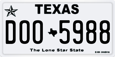 TX license plate DOO5988