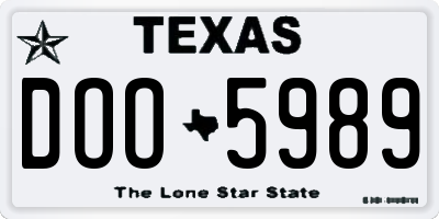 TX license plate DOO5989