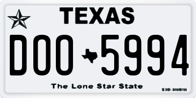 TX license plate DOO5994