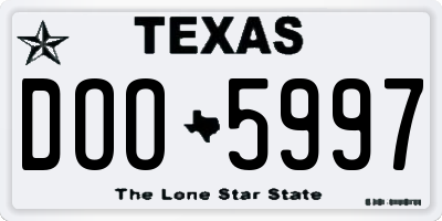 TX license plate DOO5997