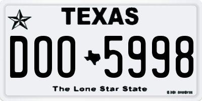TX license plate DOO5998