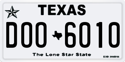 TX license plate DOO6010