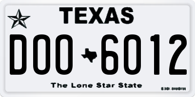 TX license plate DOO6012