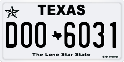 TX license plate DOO6031