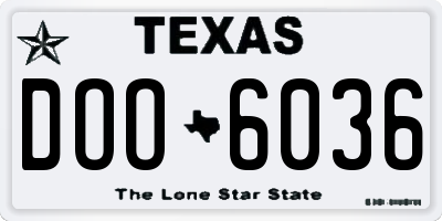 TX license plate DOO6036