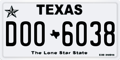 TX license plate DOO6038