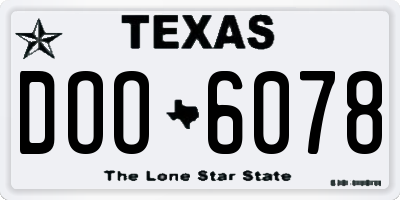 TX license plate DOO6078
