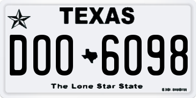 TX license plate DOO6098