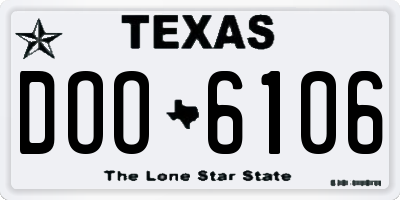 TX license plate DOO6106
