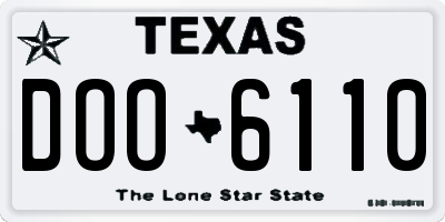 TX license plate DOO6110