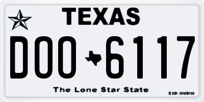 TX license plate DOO6117