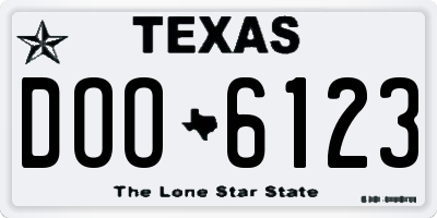 TX license plate DOO6123