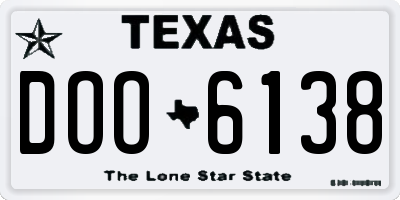 TX license plate DOO6138