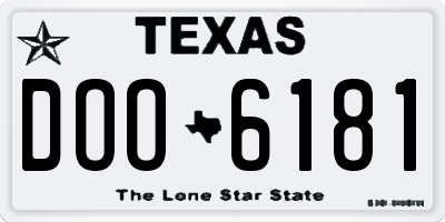 TX license plate DOO6181