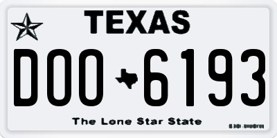 TX license plate DOO6193