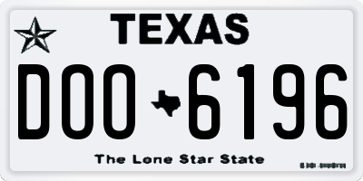 TX license plate DOO6196