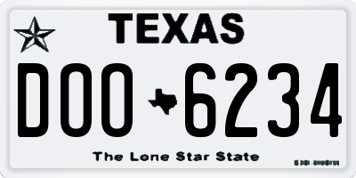 TX license plate DOO6234