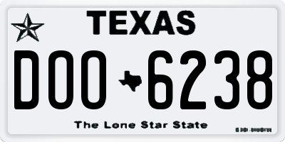 TX license plate DOO6238