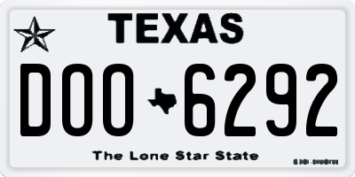 TX license plate DOO6292