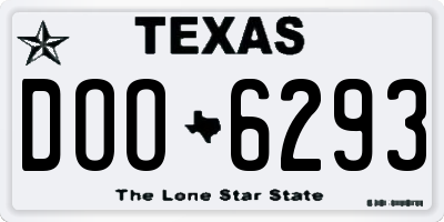 TX license plate DOO6293