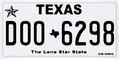 TX license plate DOO6298