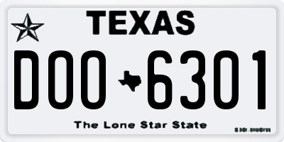 TX license plate DOO6301