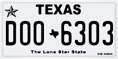 TX license plate DOO6303
