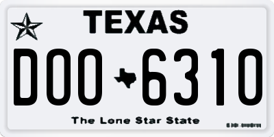 TX license plate DOO6310