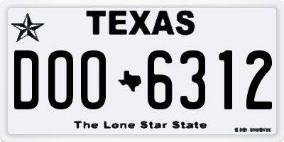 TX license plate DOO6312