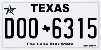 TX license plate DOO6315