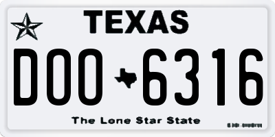 TX license plate DOO6316