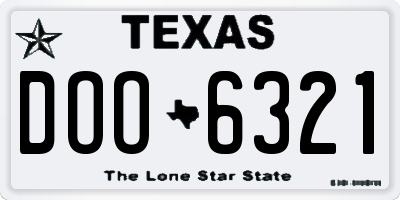TX license plate DOO6321