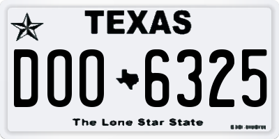 TX license plate DOO6325