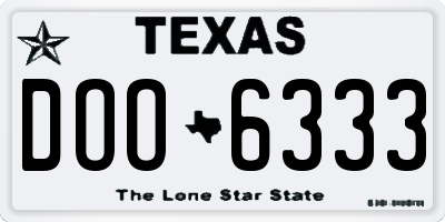 TX license plate DOO6333