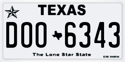 TX license plate DOO6343