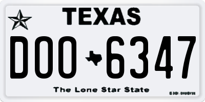 TX license plate DOO6347