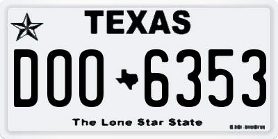 TX license plate DOO6353