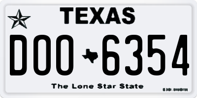 TX license plate DOO6354
