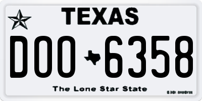 TX license plate DOO6358
