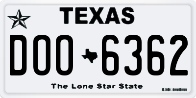 TX license plate DOO6362