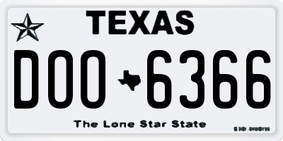 TX license plate DOO6366
