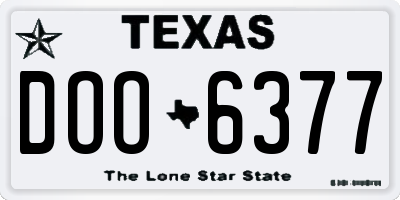 TX license plate DOO6377