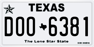 TX license plate DOO6381
