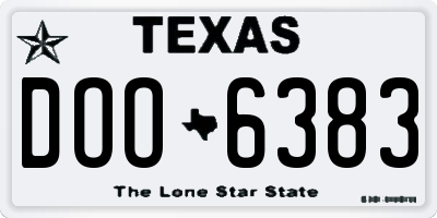 TX license plate DOO6383
