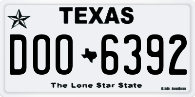 TX license plate DOO6392