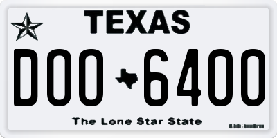TX license plate DOO6400