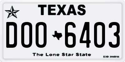 TX license plate DOO6403